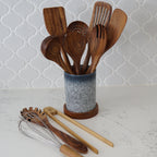 Teak wood kitchen utensil set ten piece assortment