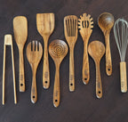 Teak wood kitchen utensil set ten piece assortment