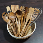 Teak wood kitchen utensil set ten piece assortment