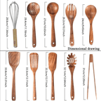 Teak wood kitchen utensil set ten piece assortment