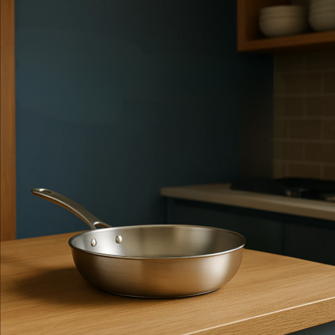 Titanium Induction Cookware Pan Hammered Finish Silver Color