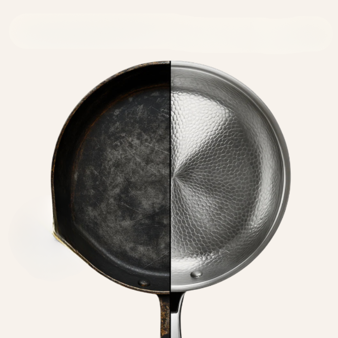 Titanium Induction Cookware Pan Hammered Finish Silver Color