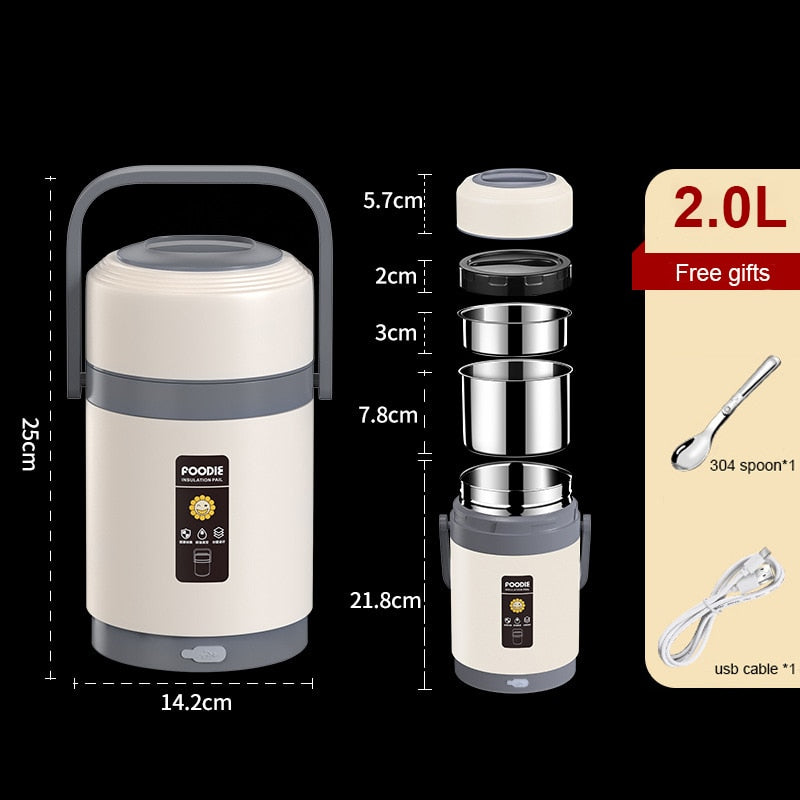 USB Heated Stainless Steel Lunch Box 304 Liner