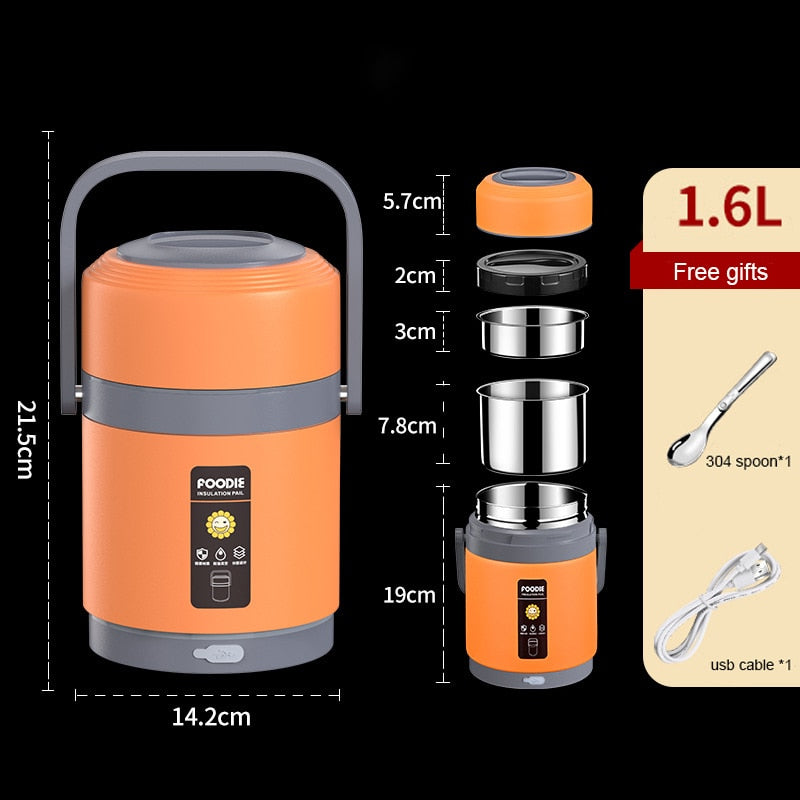 USB Heated Stainless Steel Lunch Box 304 Liner