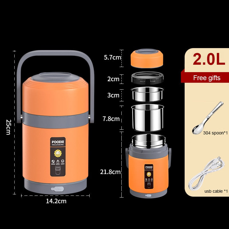 USB Heated Stainless Steel Lunch Box 304 Liner