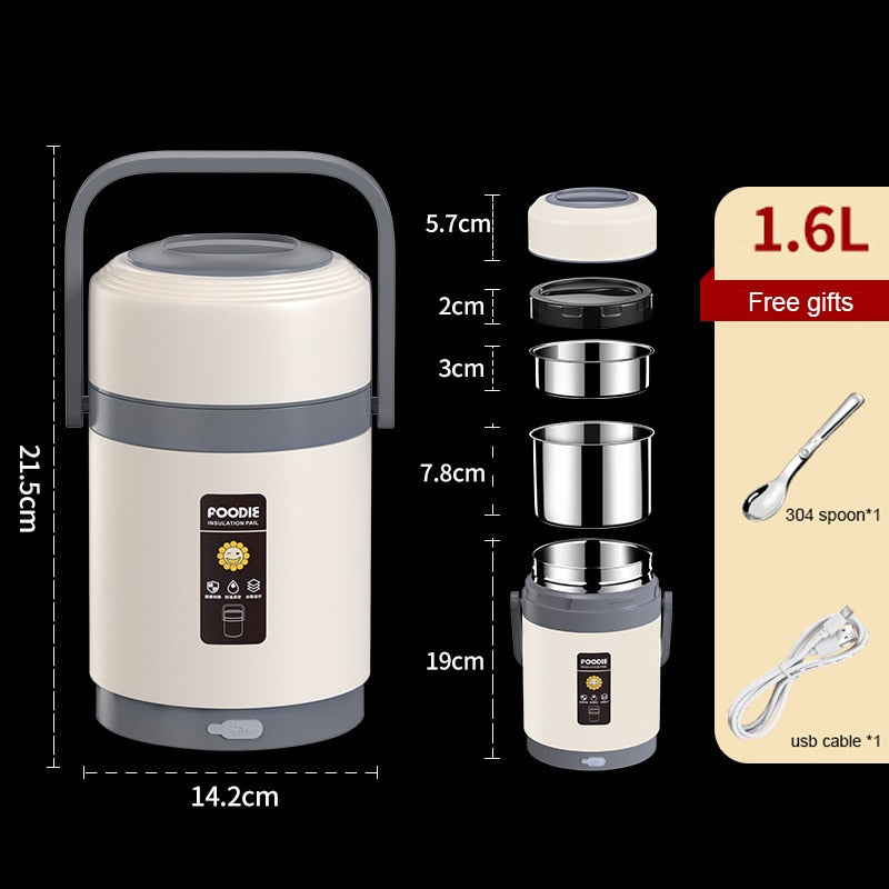 USB Heated Stainless Steel Lunch Box 304 Liner