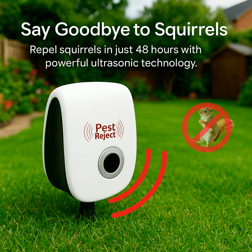 Ultrasonic Squirrel Deterrent Device with Electric Power Source