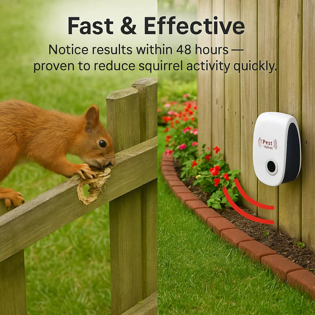 Ultrasonic Squirrel Deterrent Device with Electric Power Source
