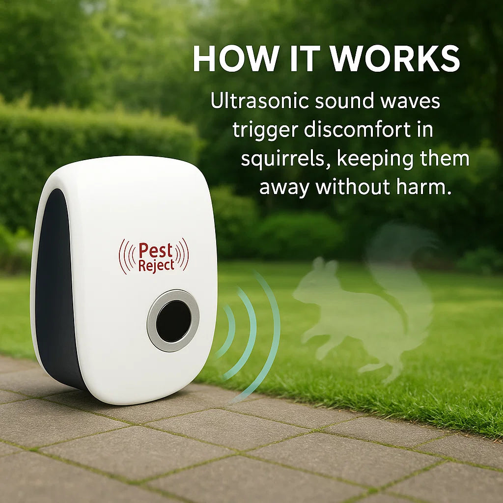 Ultrasonic Squirrel Deterrent Device with Electric Power Source