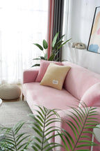 Velvet Sofa Cover Pink Stretch Universal Fit Cover