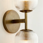 Ribbed Glass Metal Wall Lamp with E12 Bulb Base