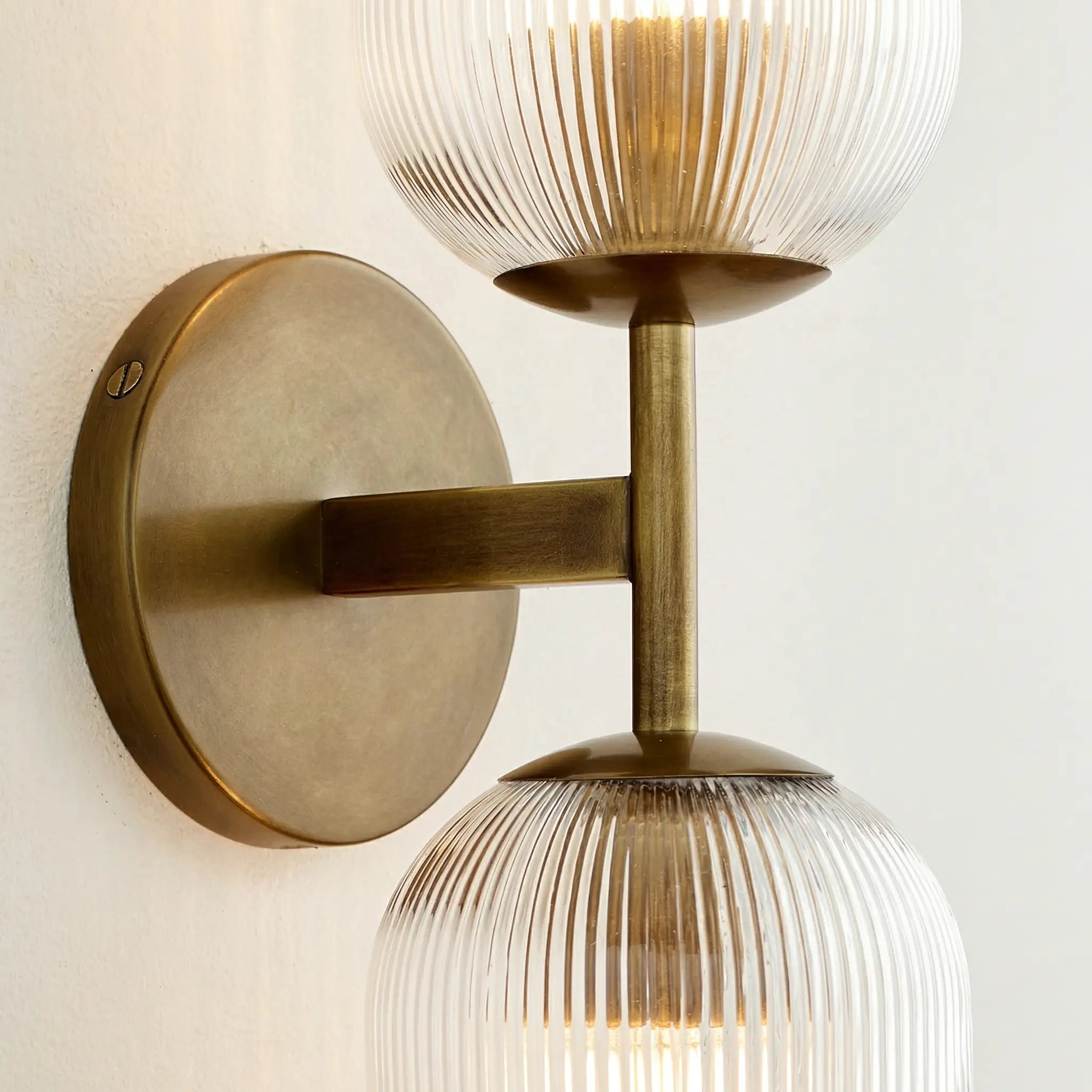 Ribbed Glass Metal Wall Lamp with E12 Bulb Base