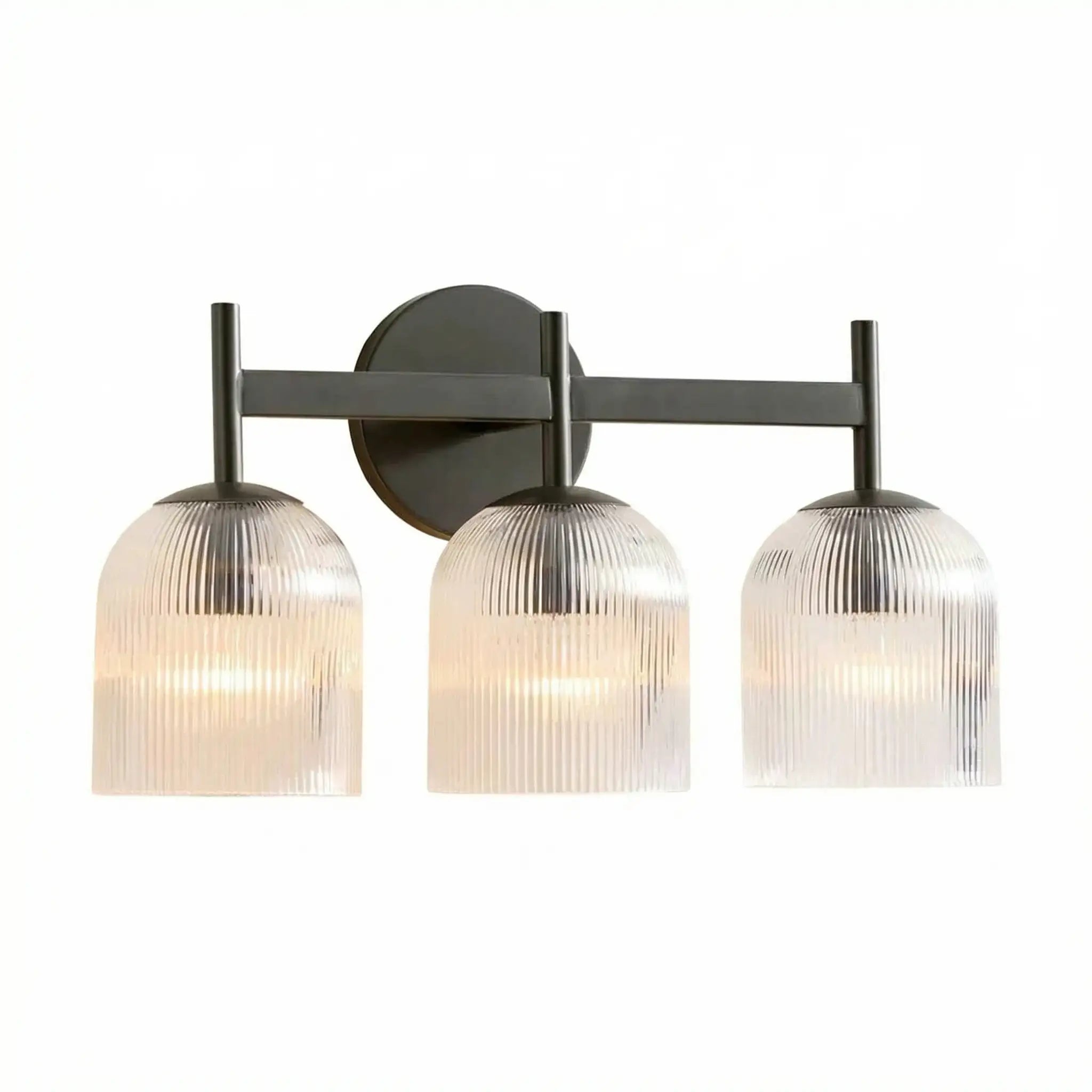 Ribbed Glass Metal Wall Lamp with E12 Bulb Base