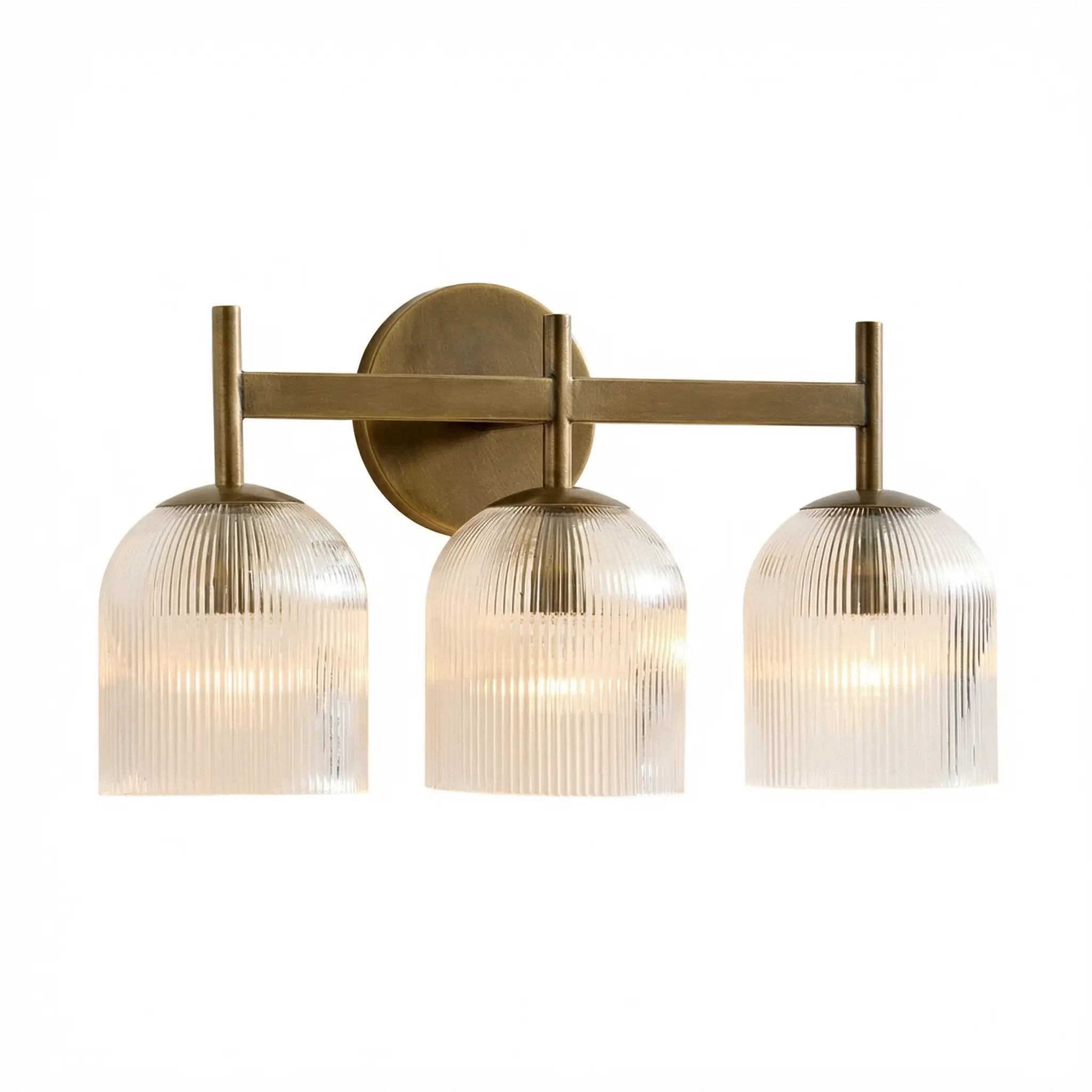 Ribbed Glass Metal Wall Lamp with E12 Bulb Base