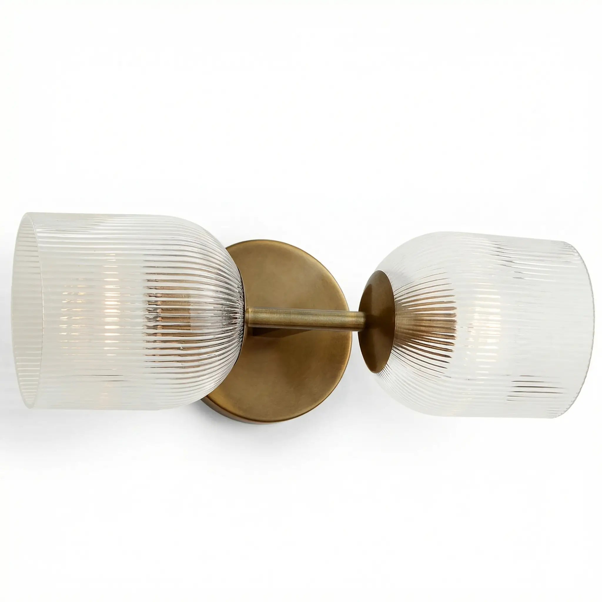 Ribbed Glass Metal Wall Lamp with E12 Bulb Base