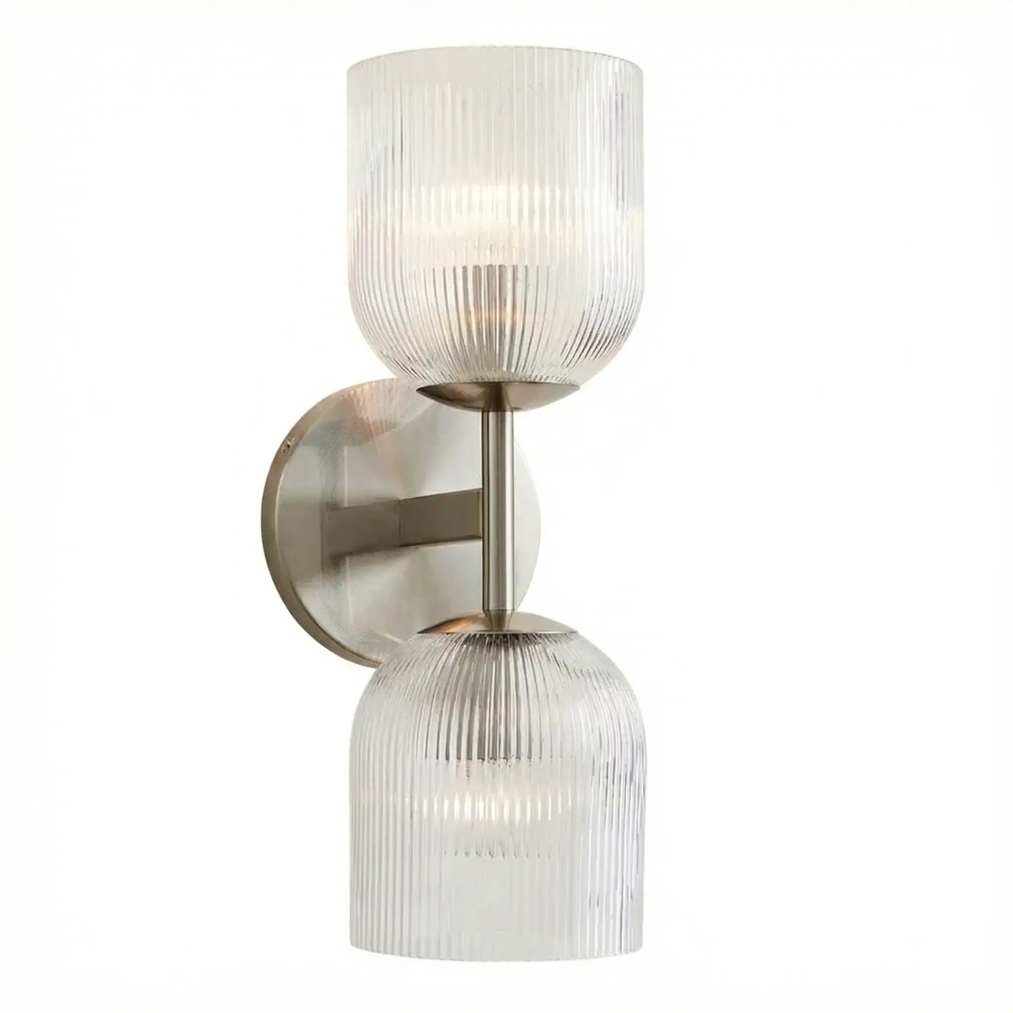 Ribbed Glass Metal Wall Lamp with E12 Bulb Base