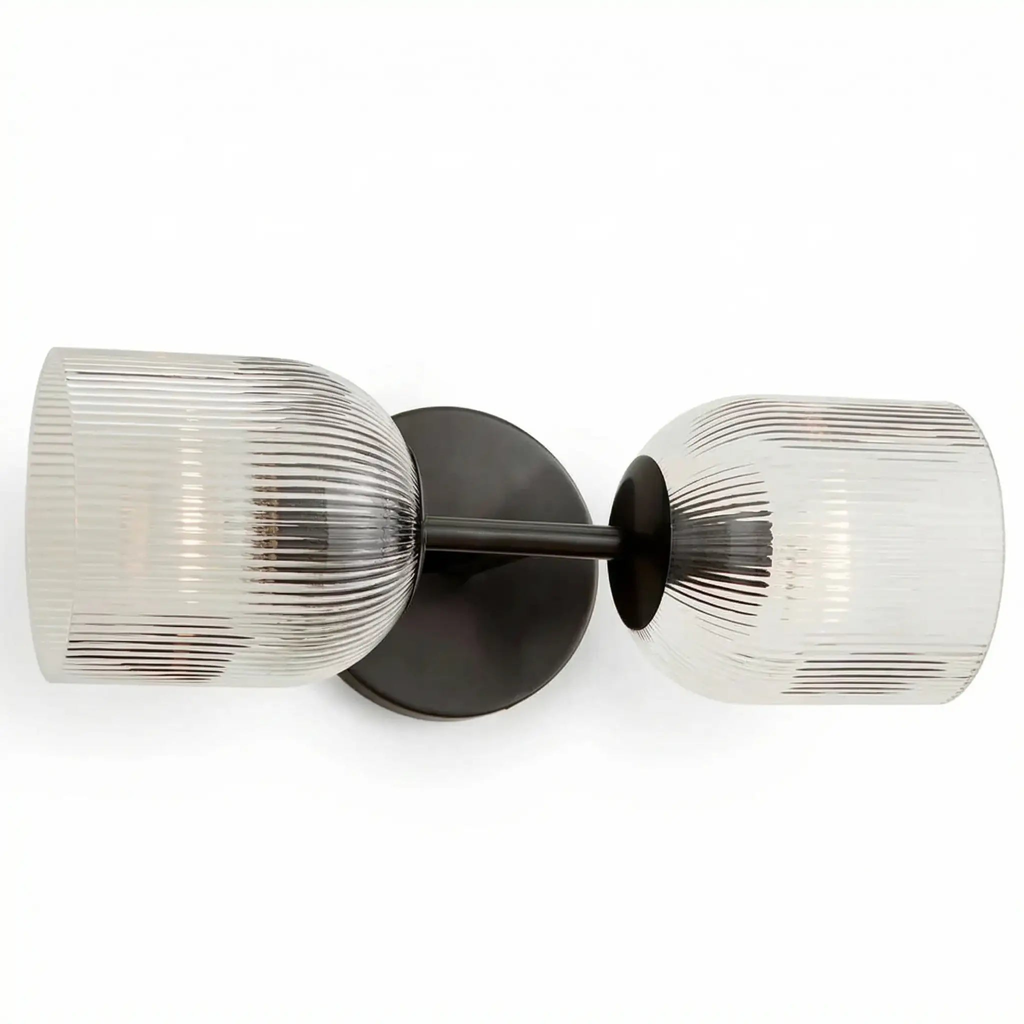 Ribbed Glass Metal Wall Lamp with E12 Bulb Base