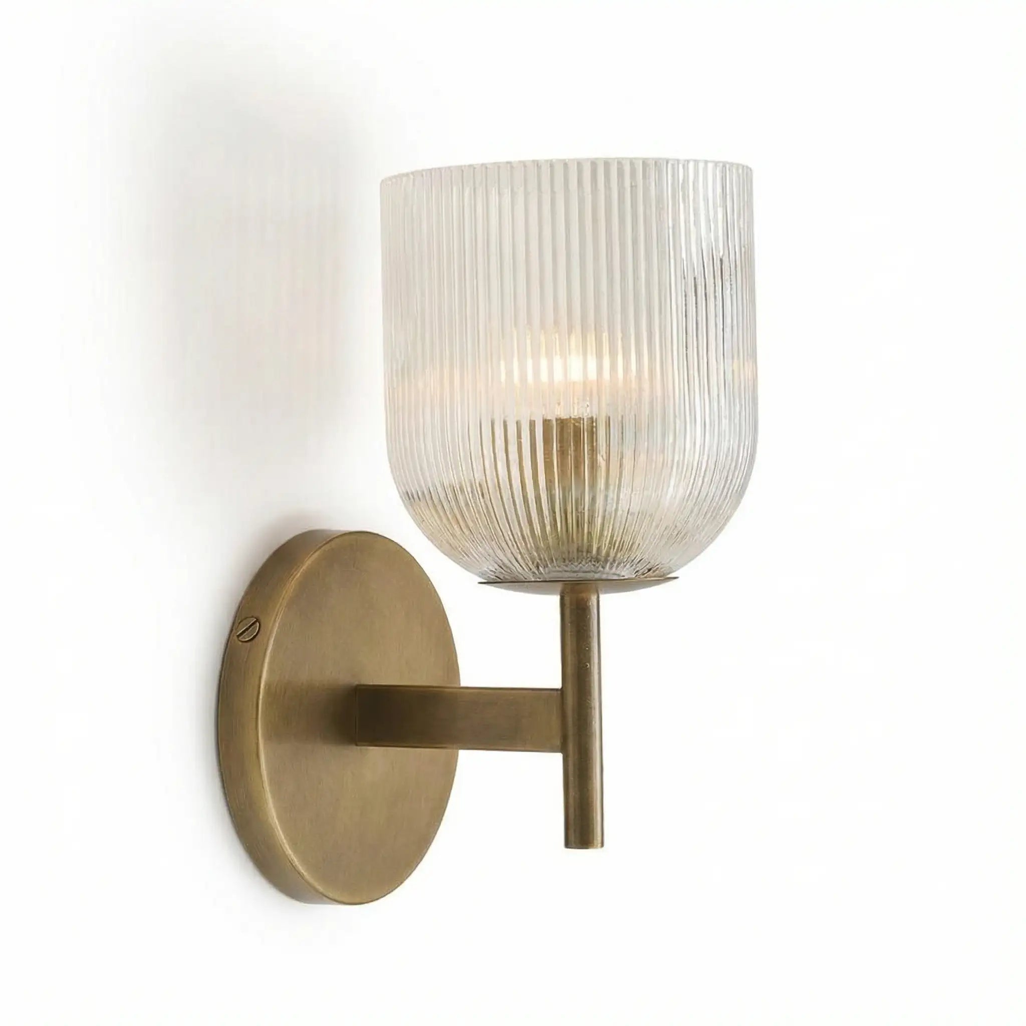 Ribbed Glass Metal Wall Lamp with E12 Bulb Base