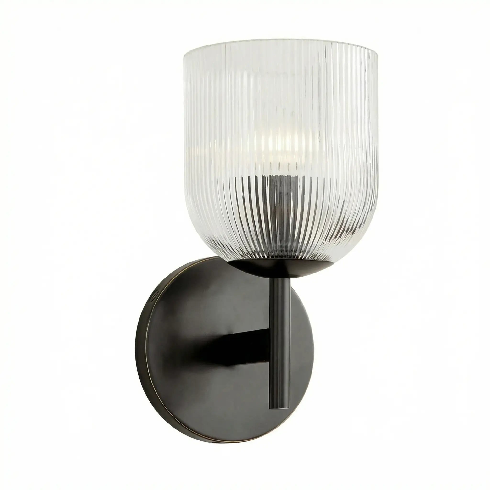 Ribbed Glass Metal Wall Lamp with E12 Bulb Base