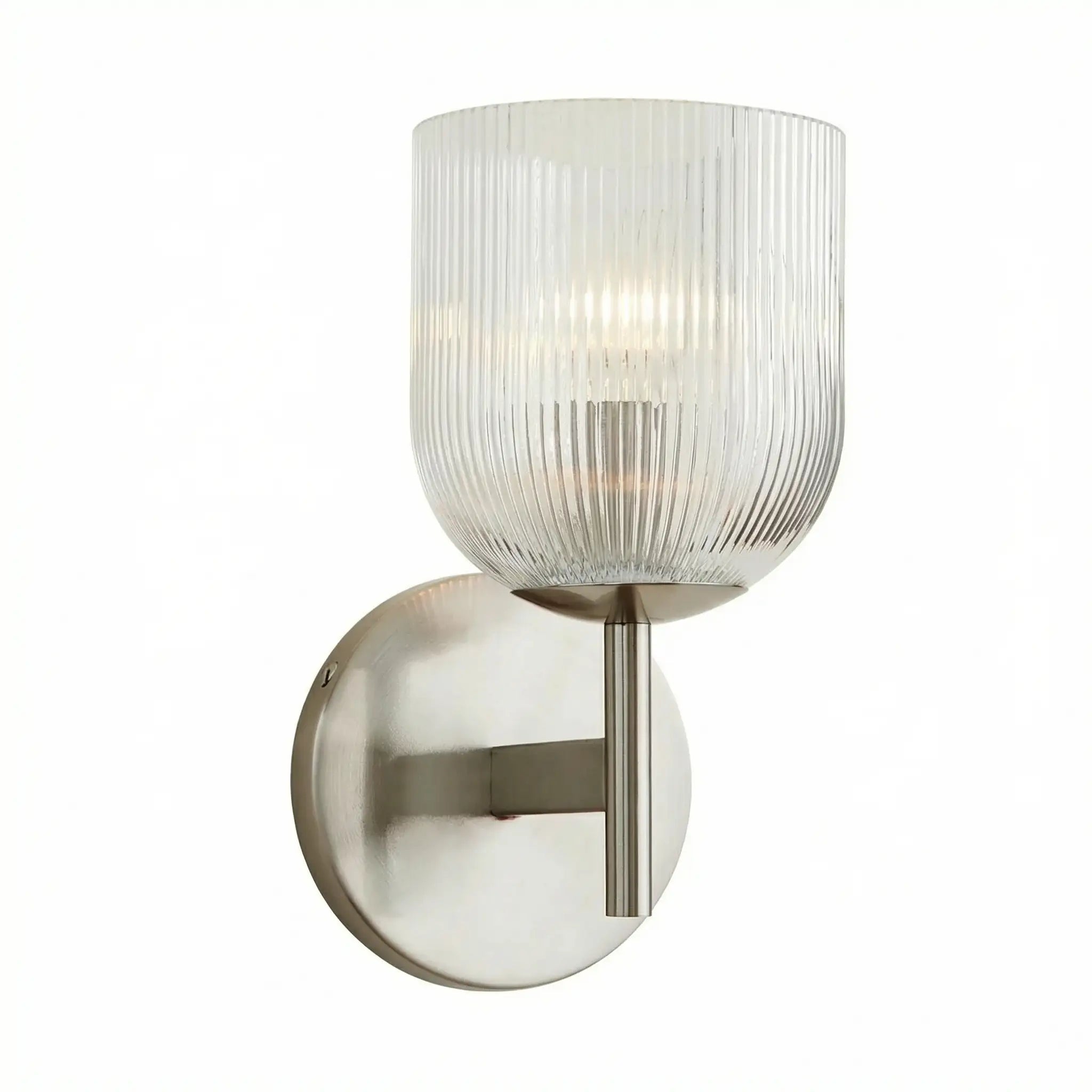 Ribbed Glass Metal Wall Lamp with E12 Bulb Base