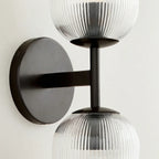 Ribbed Glass Metal Wall Lamp with E12 Bulb Base