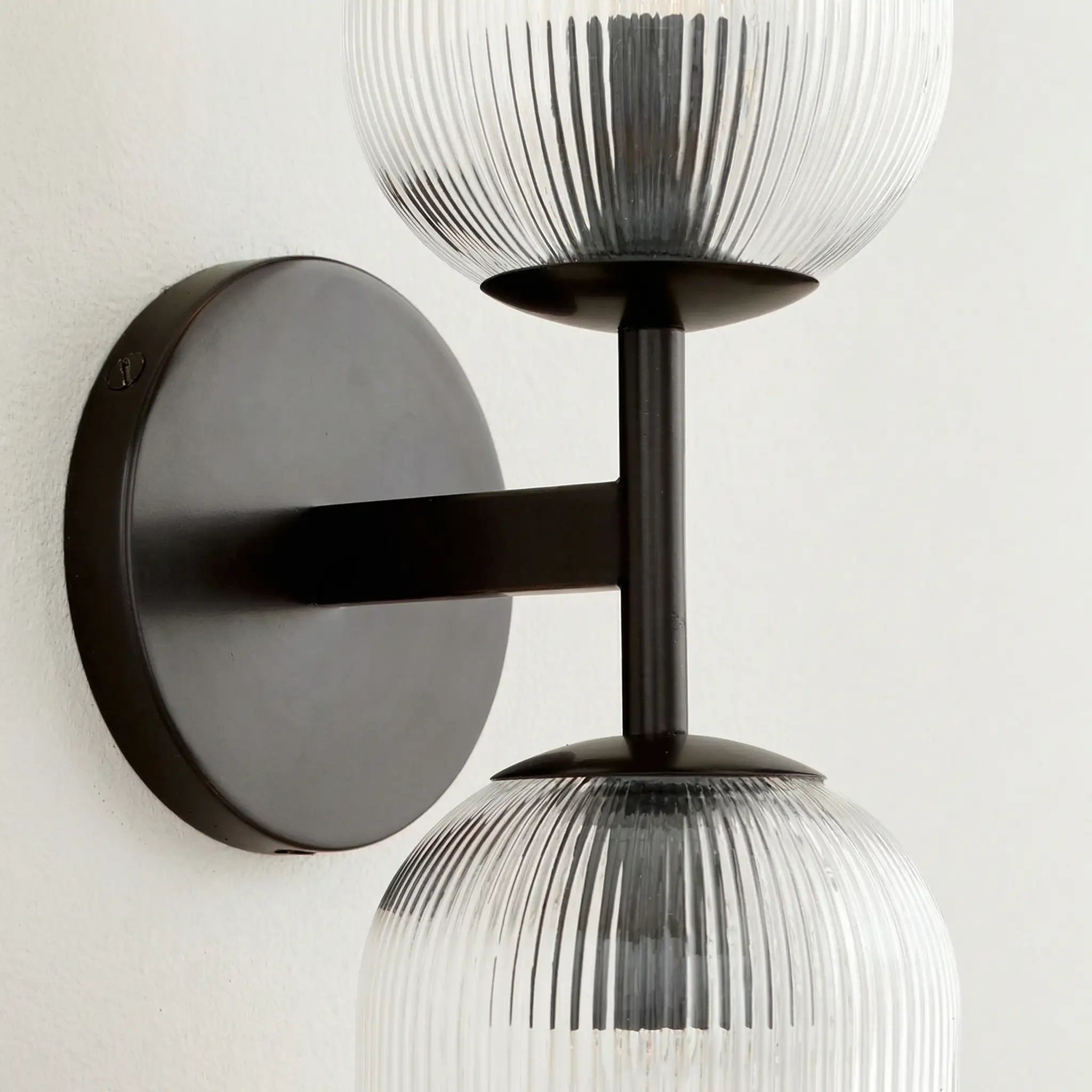 Ribbed Glass Metal Wall Lamp with E12 Bulb Base