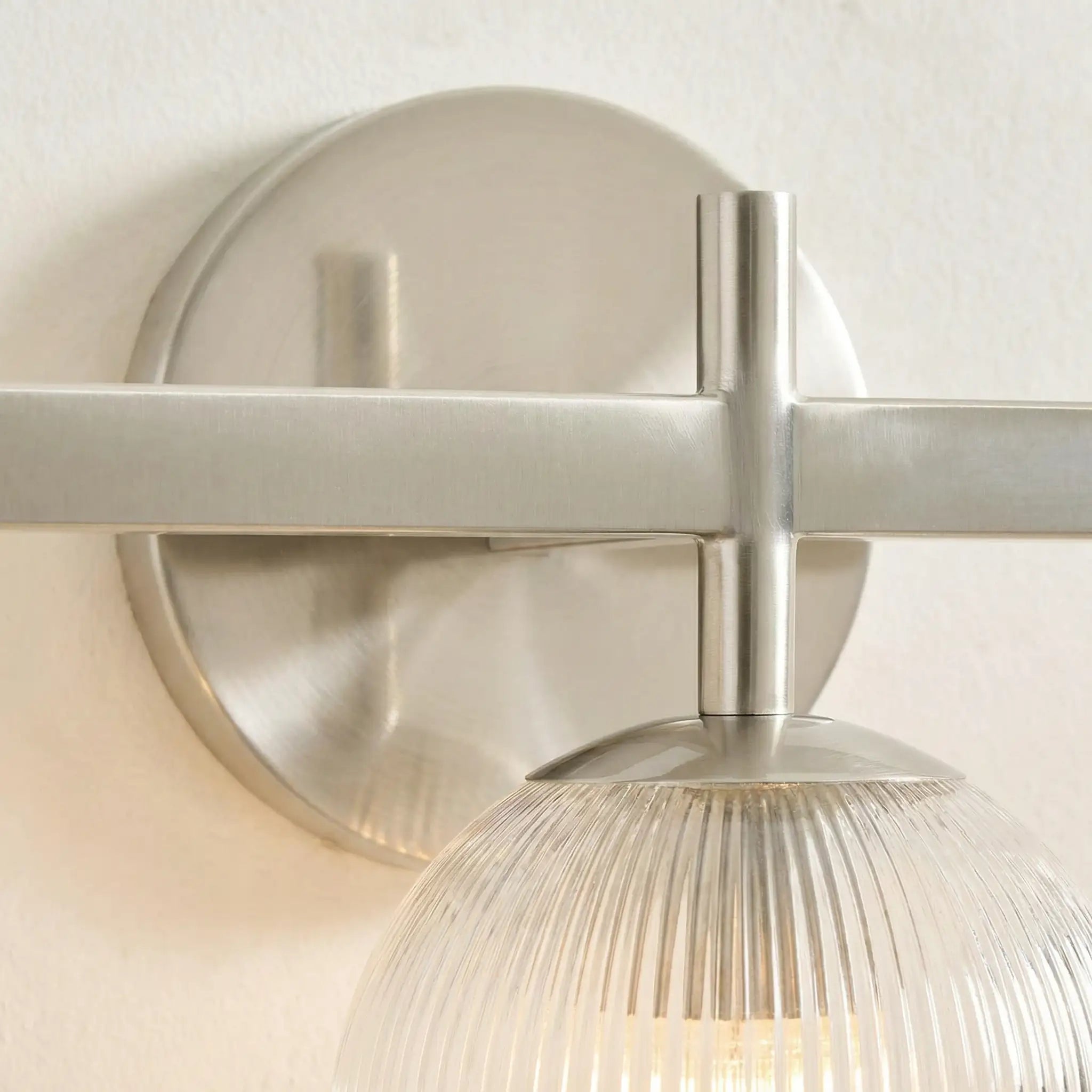 Ribbed Glass Metal Wall Lamp with E12 Bulb Base
