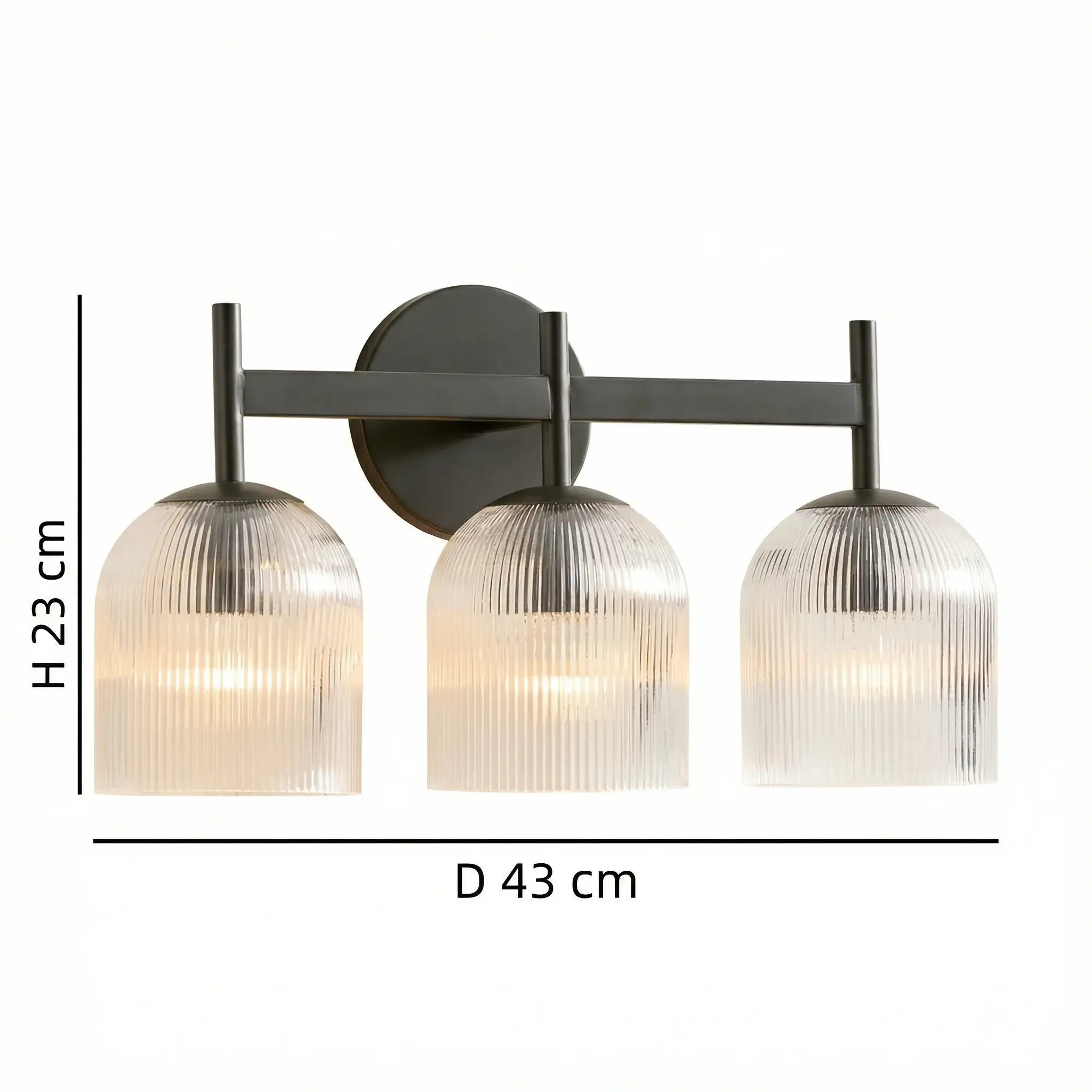Ribbed Glass Metal Wall Lamp with E12 Bulb Base