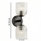 Ribbed Glass Metal Wall Lamp with E12 Bulb Base