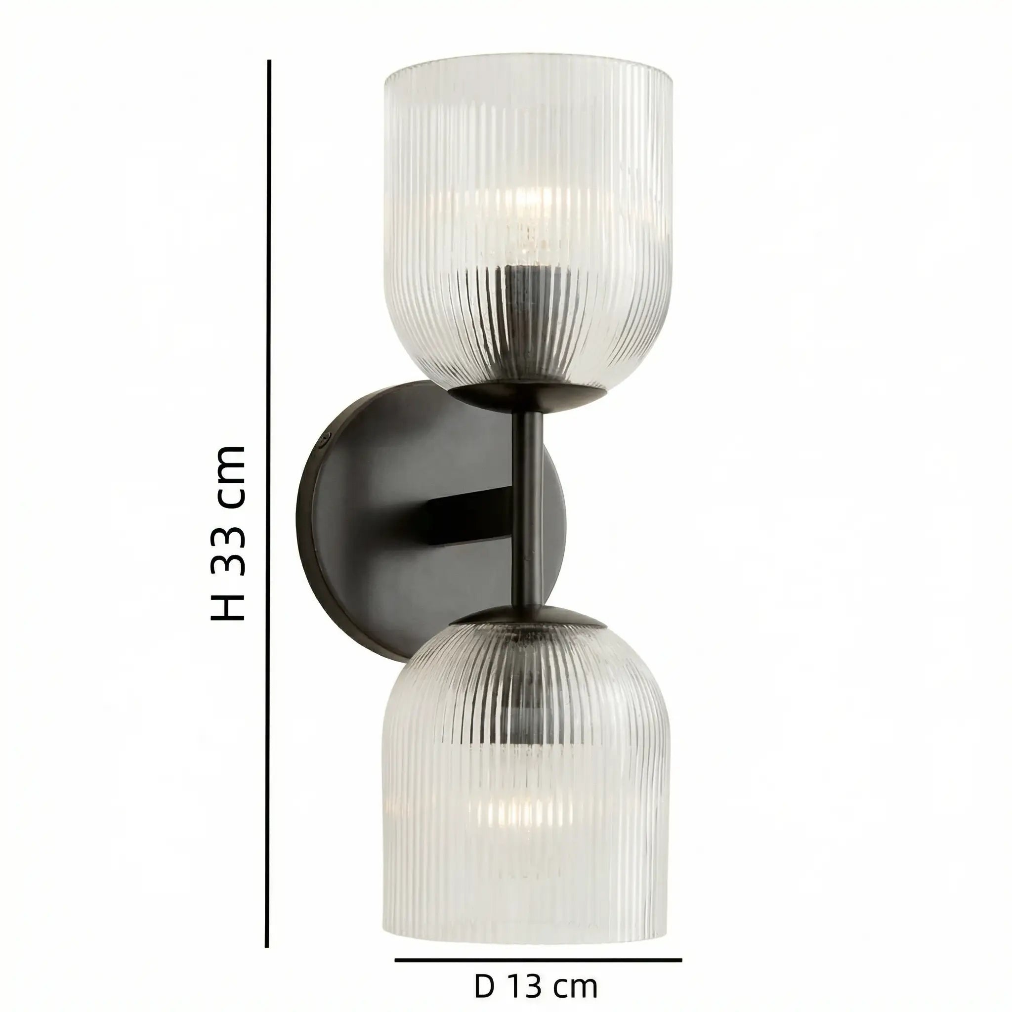 Ribbed Glass Metal Wall Lamp with E12 Bulb Base