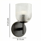 Ribbed Glass Metal Wall Lamp with E12 Bulb Base