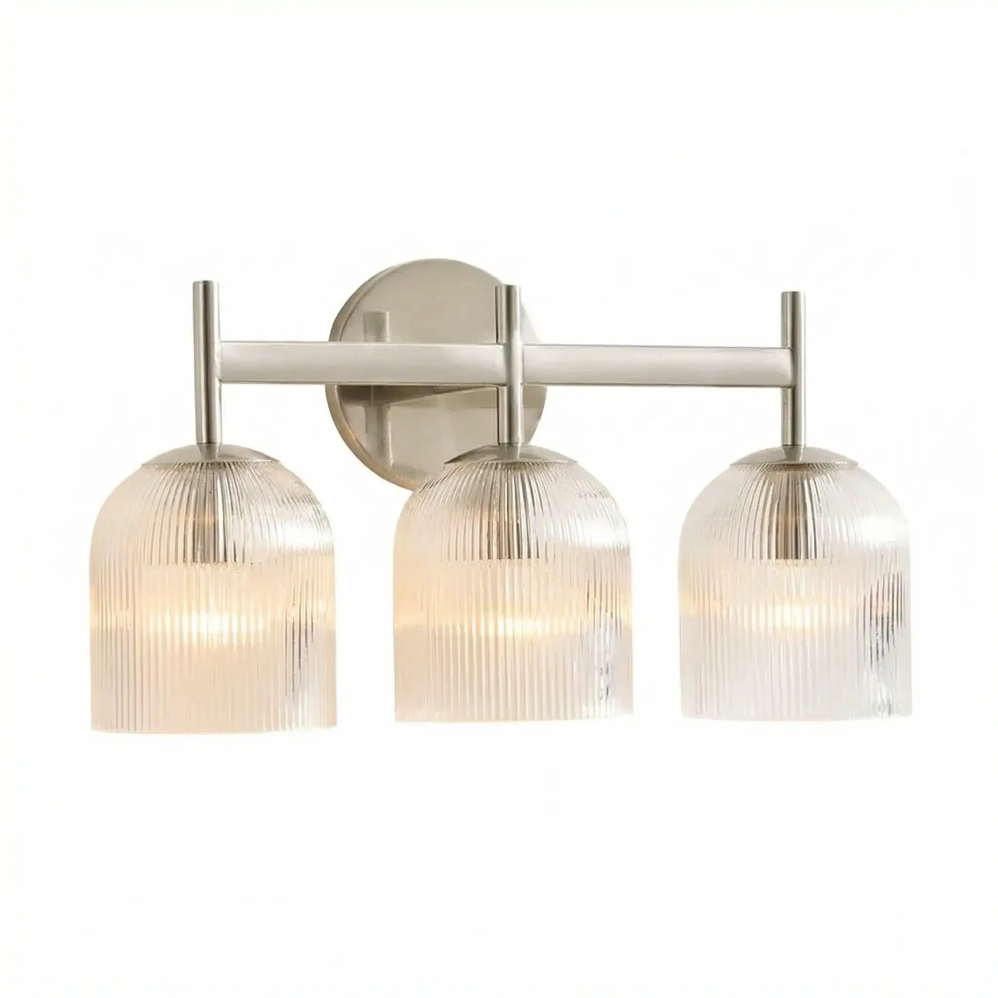 Ribbed Glass Metal Wall Lamp with E12 Bulb Base