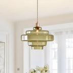 Multi Layer Glass Pendant Light with LED E27 Base Fixture
