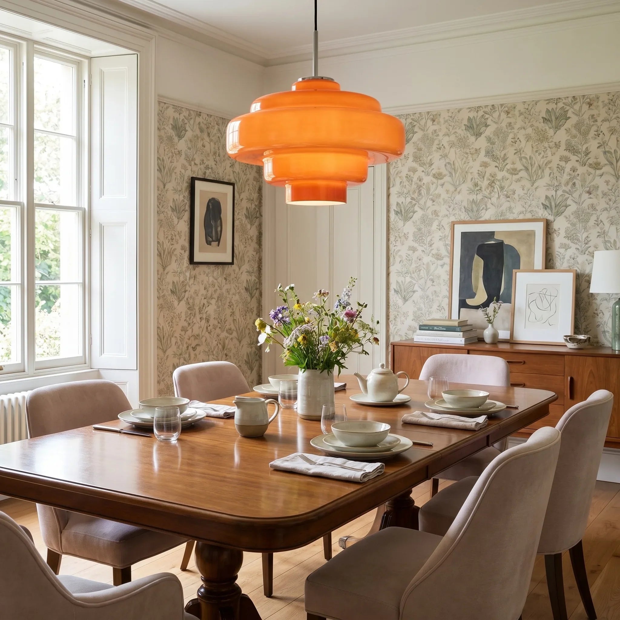 Multi Layer Glass Pendant Light with LED E27 Base Fixture