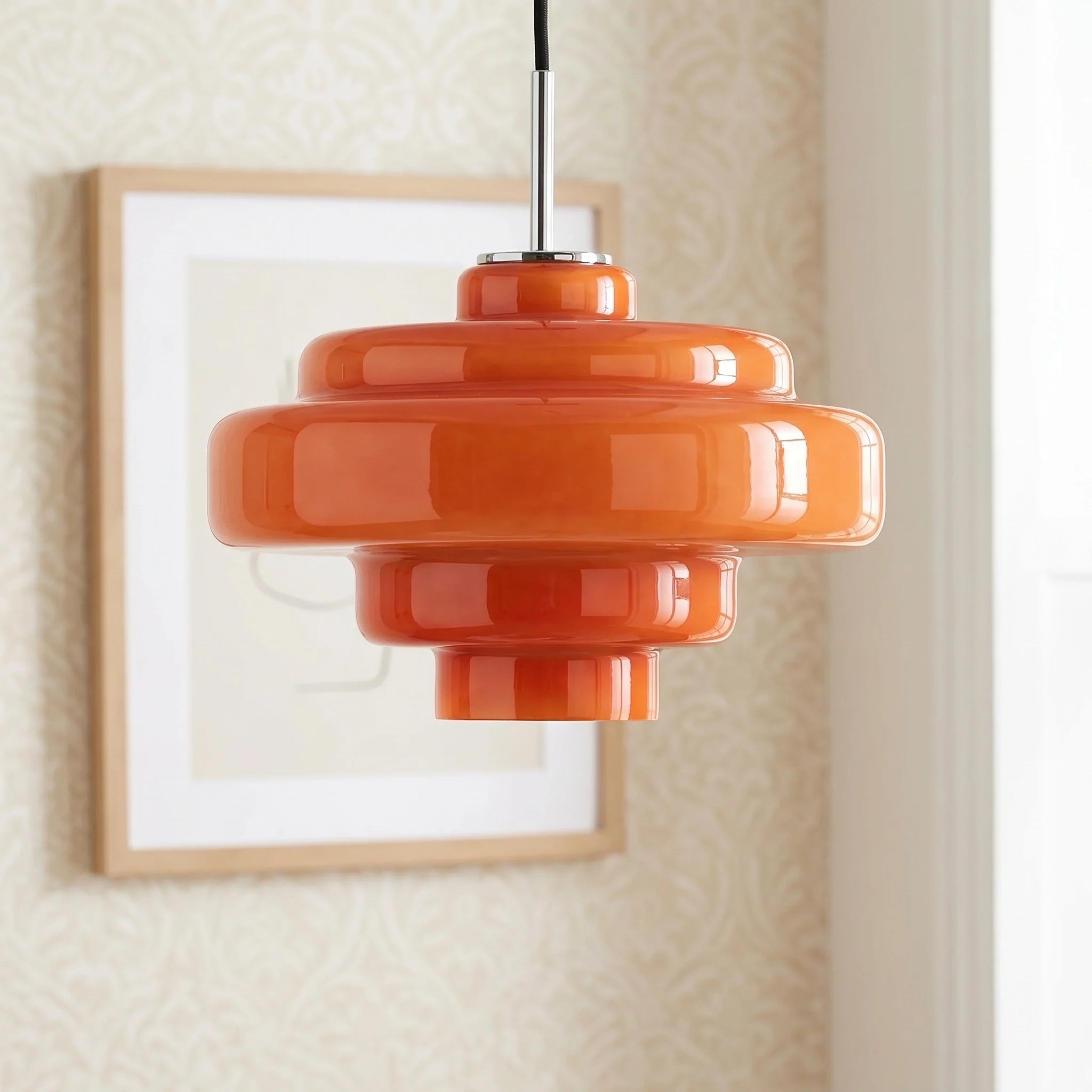 Multi Layer Glass Pendant Light with LED E27 Base Fixture