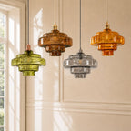 Multi Layer Glass Pendant Light with LED E27 Base Fixture