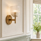 Ribbed Glass Metal Wall Lamp with E12 Bulb Base