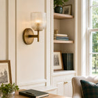 Ribbed Glass Metal Wall Lamp with E12 Bulb Base