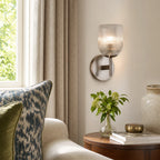 Ribbed Glass Metal Wall Lamp with E12 Bulb Base