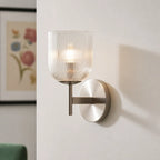 Ribbed Glass Metal Wall Lamp with E12 Bulb Base
