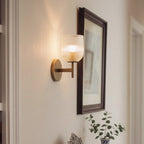 Ribbed Glass Metal Wall Lamp with E12 Bulb Base