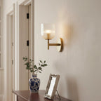 Ribbed Glass Metal Wall Lamp with E12 Bulb Base