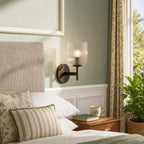 Ribbed Glass Metal Wall Lamp with E12 Bulb Base
