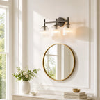 Ribbed Glass Metal Wall Lamp with E12 Bulb Base