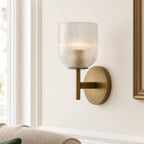 Ribbed Glass Metal Wall Lamp with E12 Bulb Base