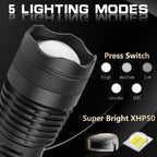 XHP 50 LED Flashlight with Micro USB Charging
