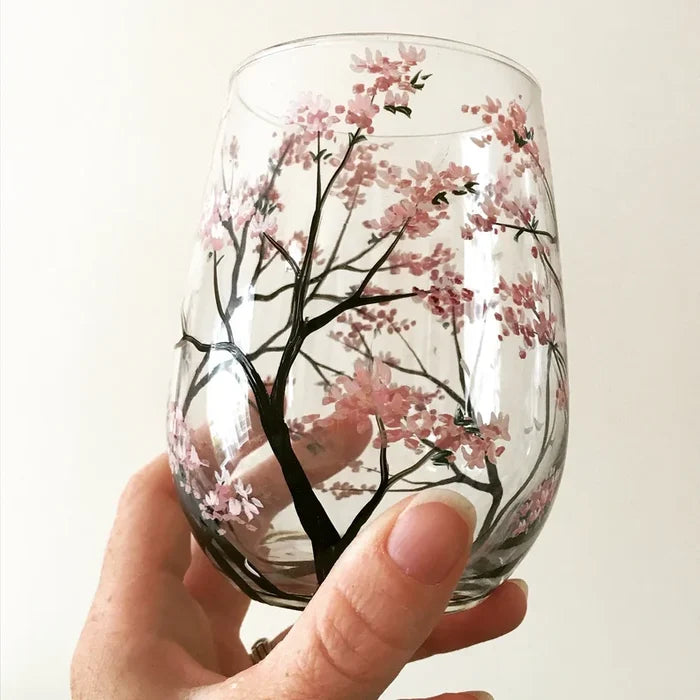 Hand Painted Four Seasons Tree Wine Glass Set