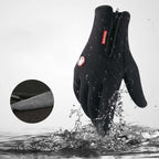 Polyester Spandex Touchscreen Gloves with PU Leather Fingertips
