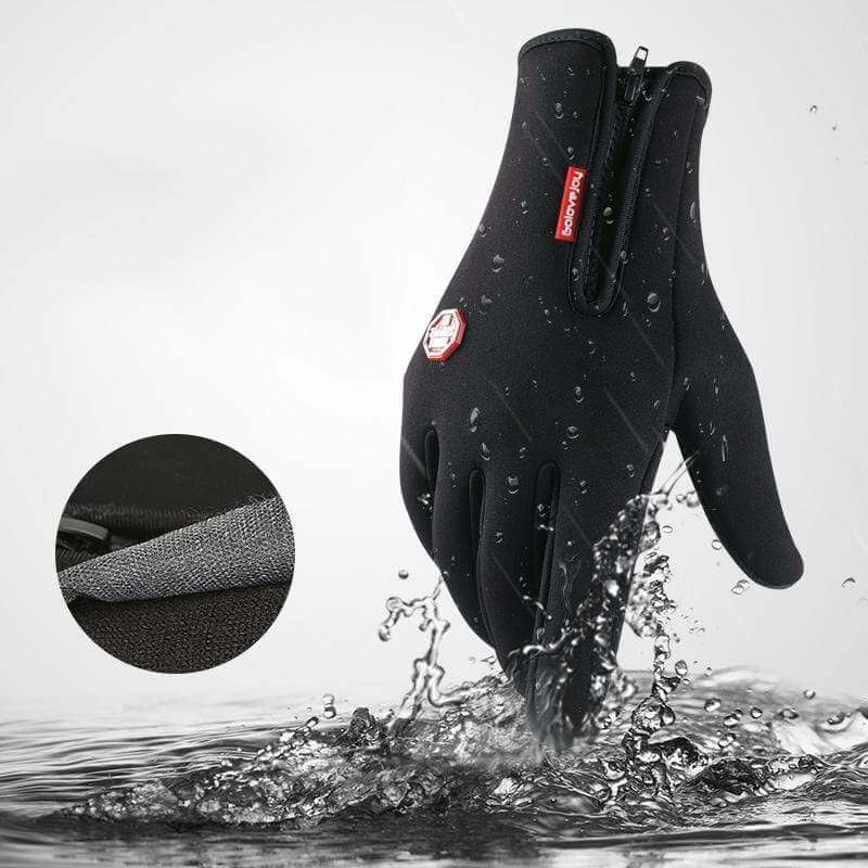 Polyester Spandex Touchscreen Gloves with PU Leather Fingertips