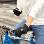 Polyester Spandex Touchscreen Gloves with PU Leather Fingertips